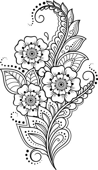 Mehndi Flower Pattern For Henna Drawing And Tattoo Decoration In