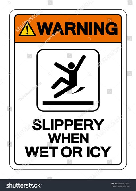 Warning Slippery When Wet Icy Symbol Stock Vector Royalty Free 1966684450 Shutterstock