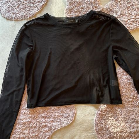 Selling A Black Mesh Long Sleeve Top From Glassons Depop