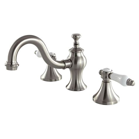 Kingston Brass Country Lever 8 In Widespread 2 Handle High Arc Bathroom Faucet In Satin N