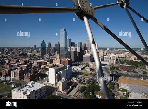 DOWNTOWN SKYLINE FROM REUNION TOWER OBSERVATION DECK DALLAS TEXAS USA ...