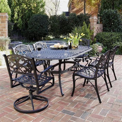 Shop Home Styles Biscayne 7 Piece Black Aluminum Patio Dining Set At