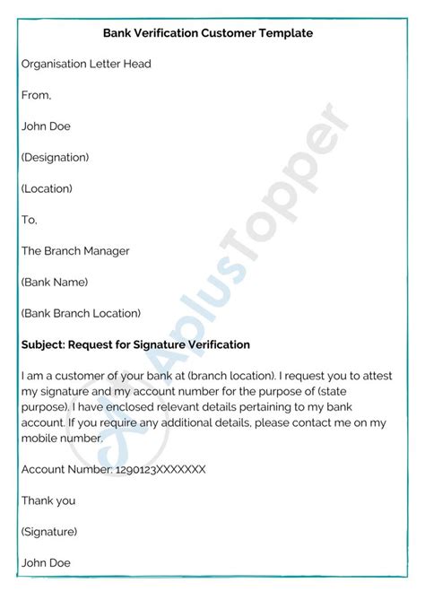 Bank Verification Letter How To Write Bank Verification Letter