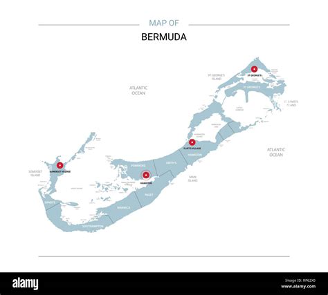 Bermuda Vector Map Editable Template With Regions Cities Red Pins