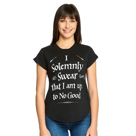 Harry Potter Mischief Managed T Shirt Damen Loose Fit Schwarz Elbenwald