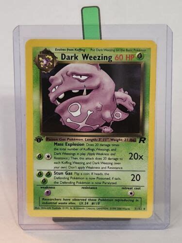 Pokemon TCG WOTC 1st Edition Team Rocket Dark Weezing 31 82 Non Holo