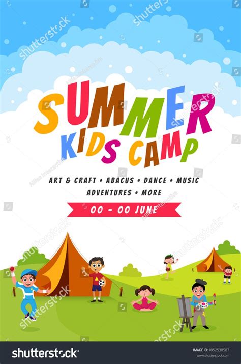 Summer Camp Poster Flyer Or Banner Design Design De Banner Acampamento De Verão Modelo De