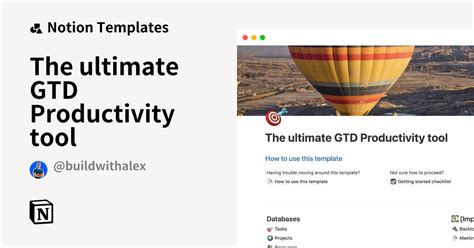 The Ultimate Gtd Productivity Tool Template By Build With Alex Notion