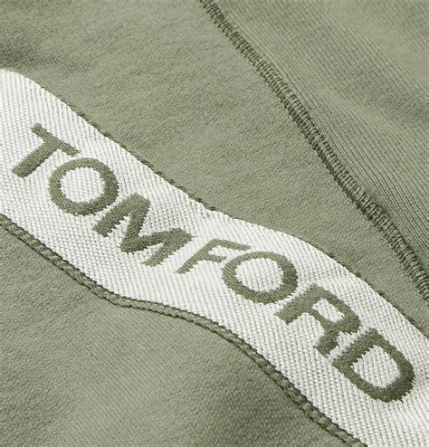 TOM FORD Oversized Logo Trimmed Garment Dyed Loopback Cotton Jersey