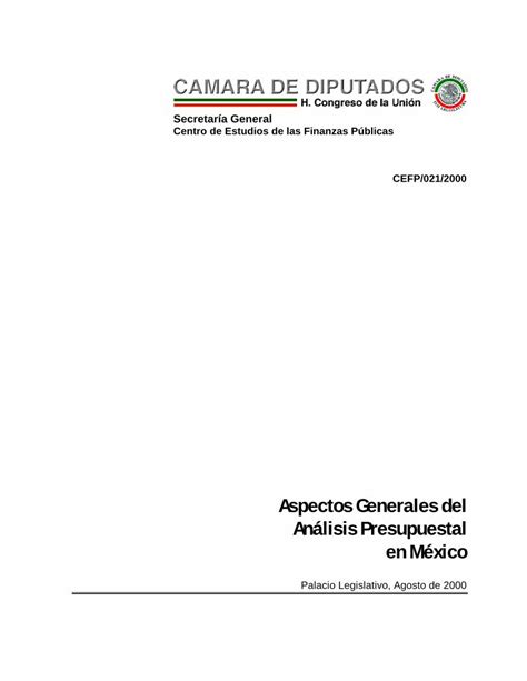 Pdf Aspectos Generales Del An Lisis Presupuestal En M Xico Servicio