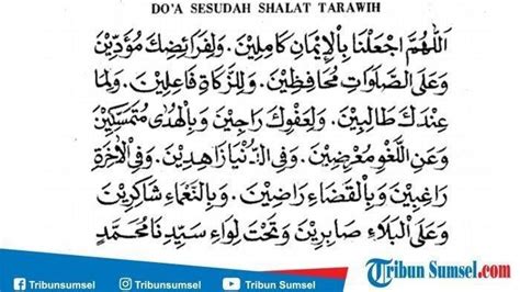 Doa Sesudah Shalat Tarawih Dan Witir Lengkap Dengan Doa Kamilin Dalam ...