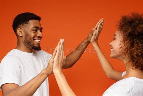 Happy Black Man And Woman Clapping Their Hands Stock Image Image Of