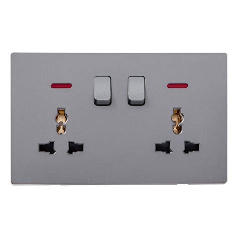 Domus Gang Universal Switched Socket With Indicator A V Grey