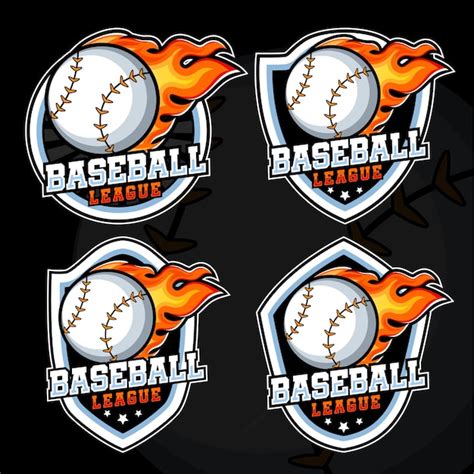 Premium Vector Baseball League Sports Badge Logo Design With Fire