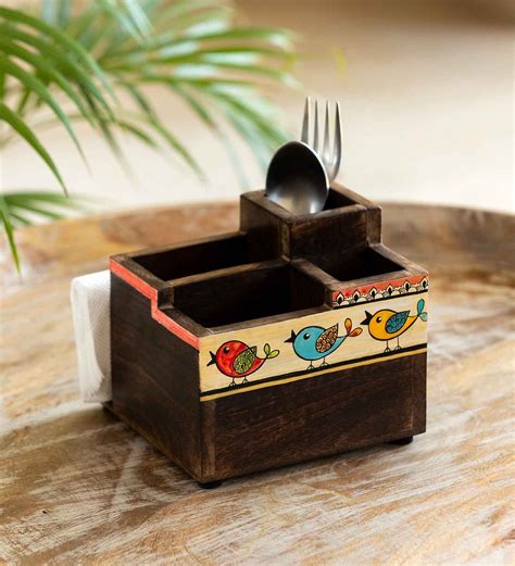 Buy Flock Of Birds Cutlery Stationery Holder In Mango Wood At 36 OFF