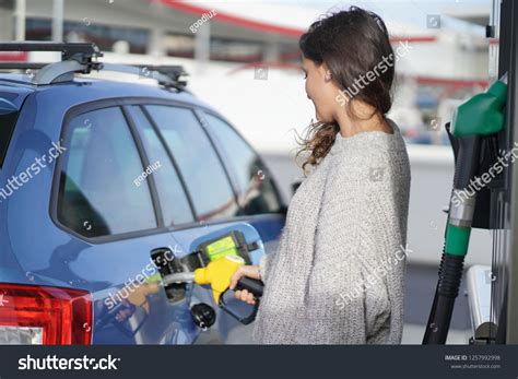 Brunette Gas Station Stock Photo 1257992998 Shutterstock