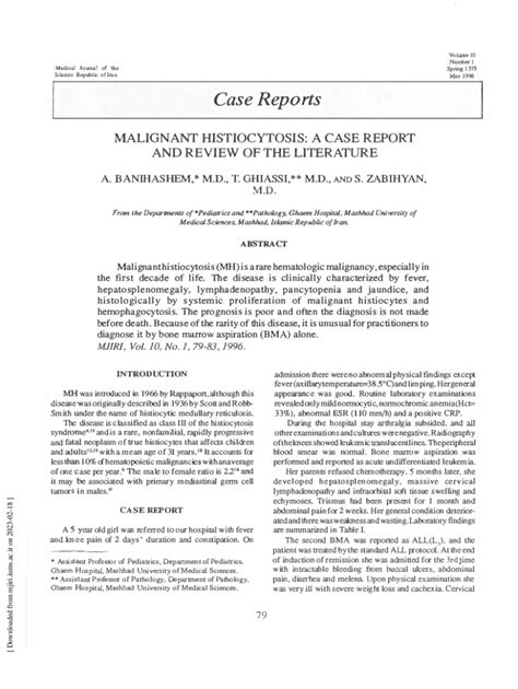 Fillable Online Mjiri Iums Ac Malignant Histiocytosis Of The Skin A