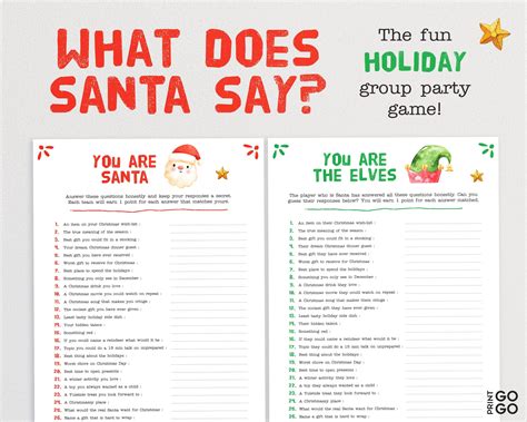 What Does Santa Say This Holiday Play The Fun Group Party Etsy Uk