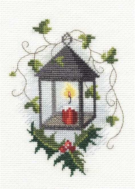 Cross Stitch Christmas Card Kit Lantern Card Making Bothy Threads