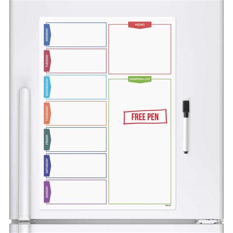 Colourful Magnetic Fridge Board Daily Planner And Shopping List