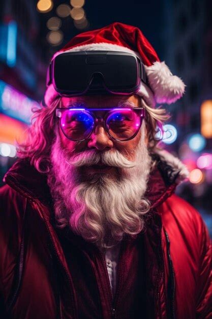 Premium Ai Image Cool Brutal Santa Claus In Vr Glasses