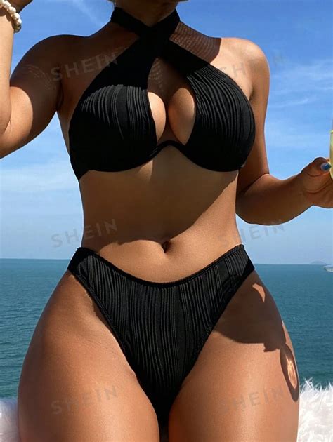 Ensemble De Maillot De Bain Bikini Dos Nu Crois Music Festival Mode En Ligne Shein France