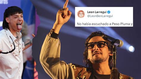 León Larregui sorprende al mostrar su gusto por las canciones de Peso Pluma