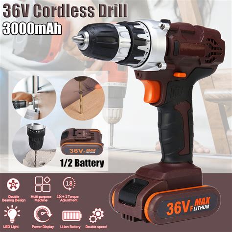 New 36V Rechargable Power Drills Cordless Lithium Electric Drill 18 1