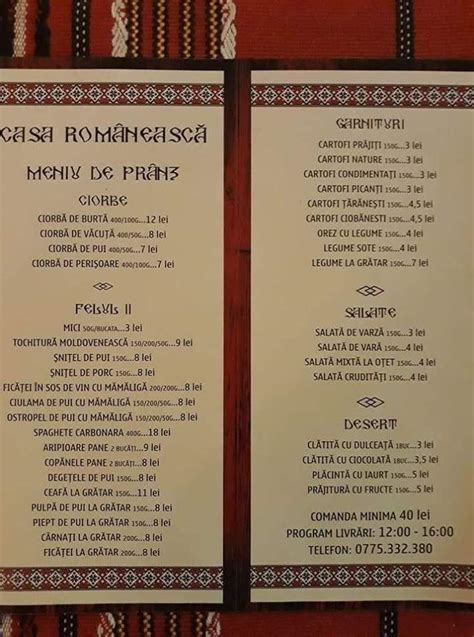 Menu at Galati Casa Romaneasca Galați