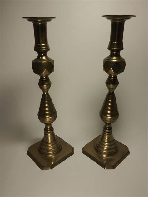 Pair Of Antique Brass Beehive Style Candle Holders Etsy