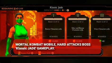 Mortal Kombat Mobile Hard Attacks Boss Klassic Jade Gameplay Youtube