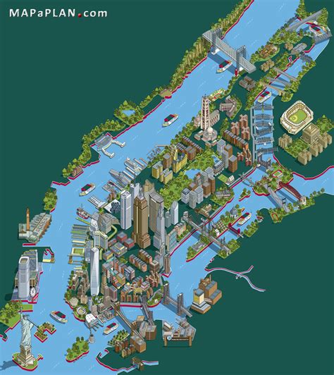 Landmarks aerial birds eye view - New York map