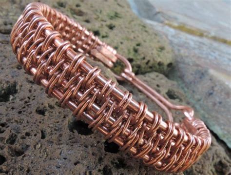 Mens Copper Bracelet Wire Weave Bracelet Wire By Materiamorfosi Mens