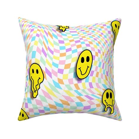 Trippy Smiles On Checkerboard White And Fabric Spoonflower