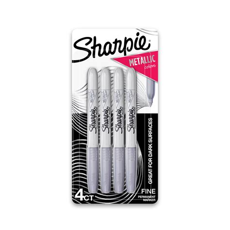 Sharpie Metallic Permanent Markers Fine Point Silver 4 Count