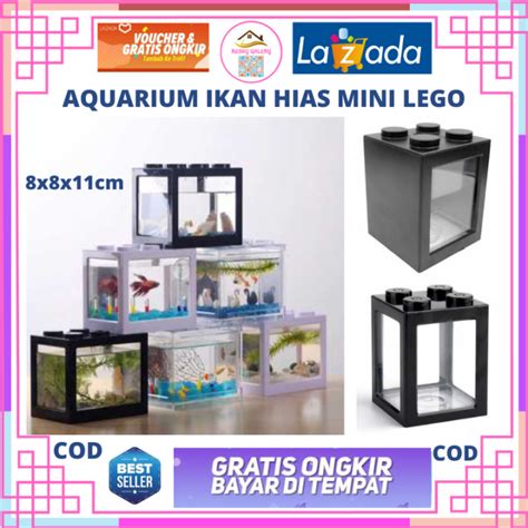 Aquarium Ikan Hias Mini Lego Block 2 Dan 4 Side 8x8x11cm Lazada Indonesia