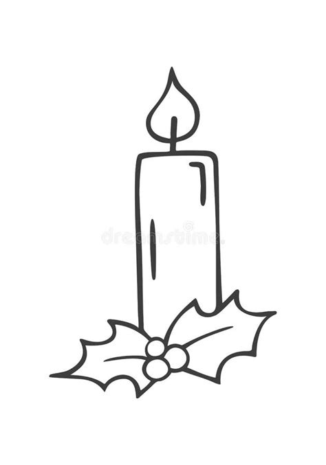 Christmas Candle in Doodle Sketch Style Stock Illustration ...