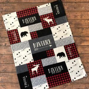 Personalized Baby Blanket Quilt Print Red Black Buffalo Plaid