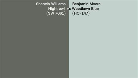 Sherwin Williams Night Owl SW 7061 Vs Benjamin Moore Woodlawn Blue