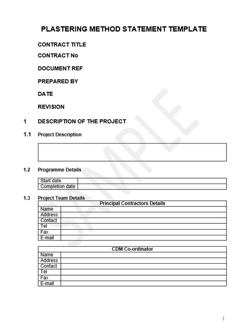 Plastering Method Statement Template Lht Health And Safety