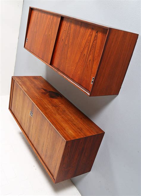 Arne Vodder For Sibast Combination Of Two Wall Hung Sideboards Rosewood