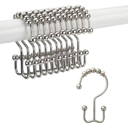 Amazon Lbdepot Double Shower Curtain Hooks Rings Brushed Nickel