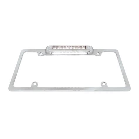 Chrome Deluxe Led License Plate Frame White Led Third Light Pirate Mfg