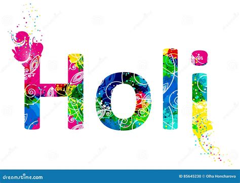 Word Holi With Multicolor Abstract Pattern Stock Vector Illustration