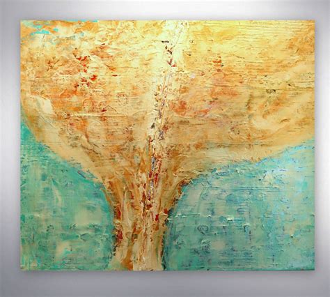 Figurative Malerei Baum Gold Rot T Rkis Acrylbild Abstrakt