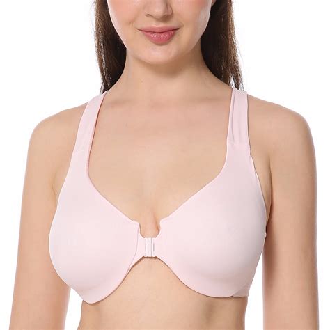 Womens Full Coverage Underwire Non Padded Racerback Front Closure Bra