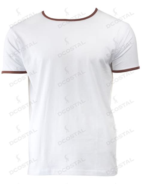 Camiseta Manga Corta Costalero Blanca Filo Marrón Cuello Amplio