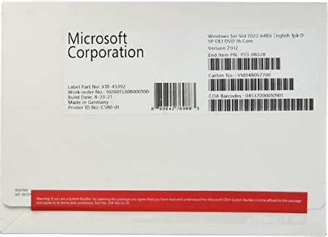 Microsoft Windows Server 2022 Standard Base License With Media And Key 16 Core Amazonca