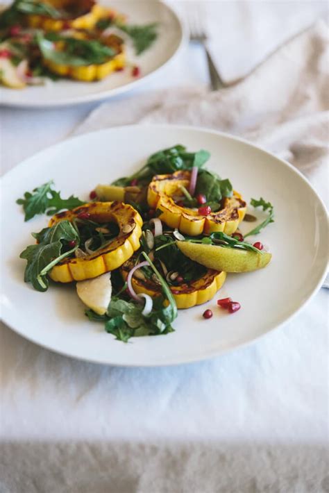 Roasted Delicata Squash Pear And Pomegranate Salad