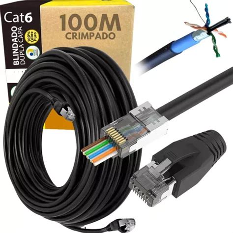 Cabo De Rede Ftp Cat6 Dupla Capa Blindado Externo 100 Metros